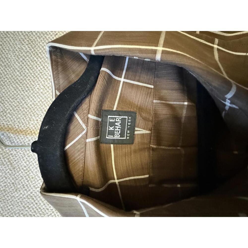 Ike Behar Brown Windowpane Pattern Cotton Dress S… - image 2